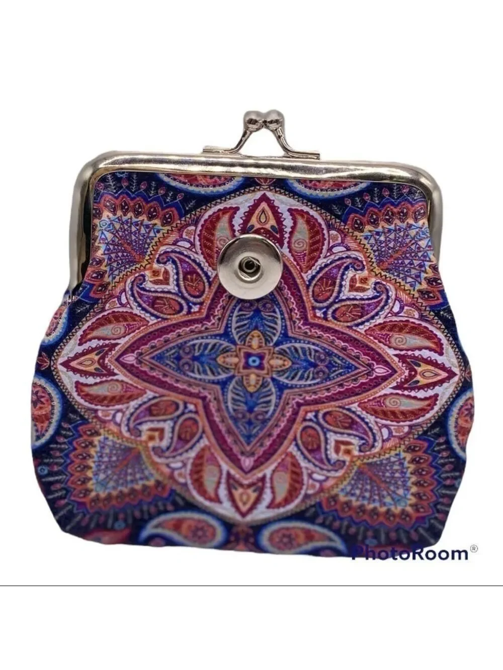 Snap Jewelry Red & Blue Paisley Micro Purse & 18mm Sparkling Heart Ginger Snap!